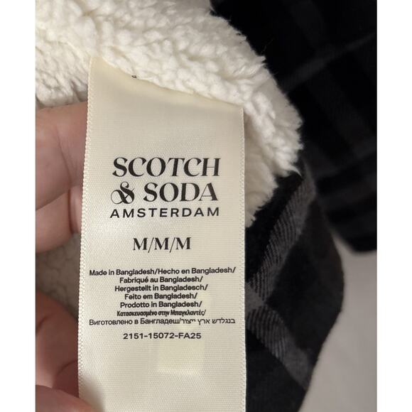 NWT Scotch & Soda Mens Medium Sherpa-Lined Plaid Jacket Double Chest Pocket - Picture 14 of 15